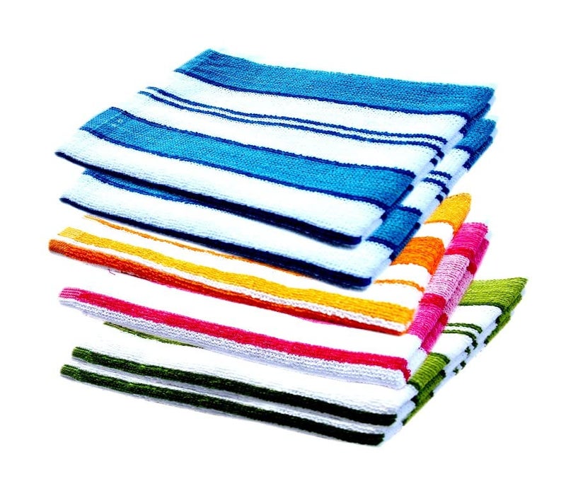 Space Fly Striped Hand Towels, High Absorbent 50GSM, Set of 6, Size : 12 inch X 18 inch (Multi Color) - Image 1