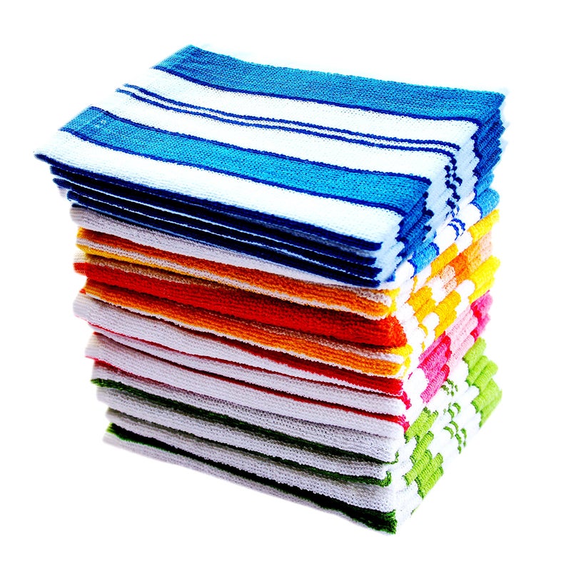 Space Fly Striped Hand Towels, High Absorbent 50GSM, Set of 6, Size : 12 inch X 18 inch (Multi Color) - Image 3