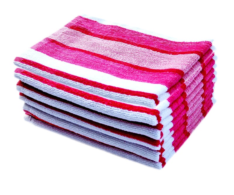Space Fly Striped Hand Towels, High Absorbent 50GSM, Set of 6, Size : 12 inch X 18 inch (Multi Color) - Image 2
