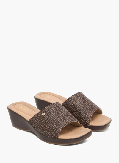 Flora Bella By Shoexpress Women's Solid Slip-On Sandals with Wedge Heels