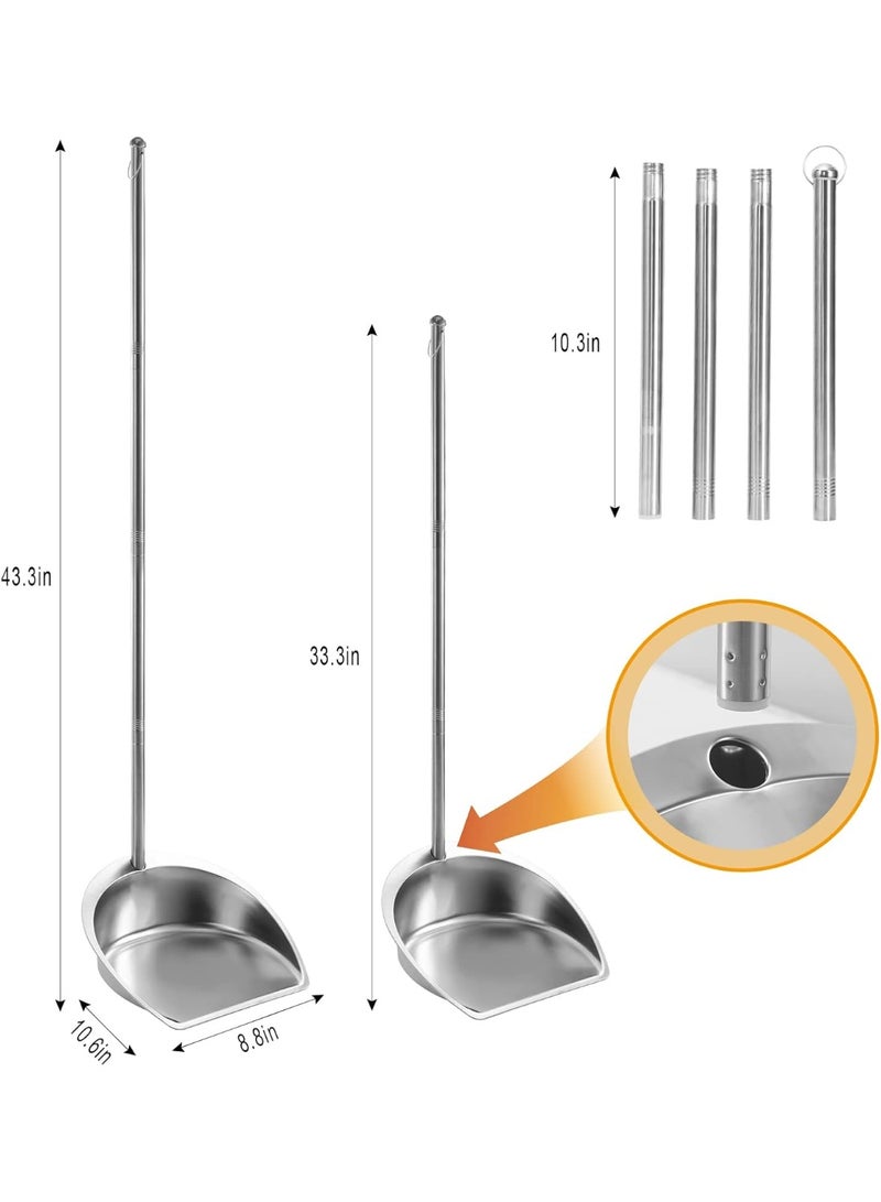 Broom and Dustpan Set with Long Handle, Stainless Steel Broom with Upright Dustpan Dust Pans, Heavy Duty Dustpan with Broom Combo Set for Home Kitchen Office Lobby Floor, Khaki - Image 3