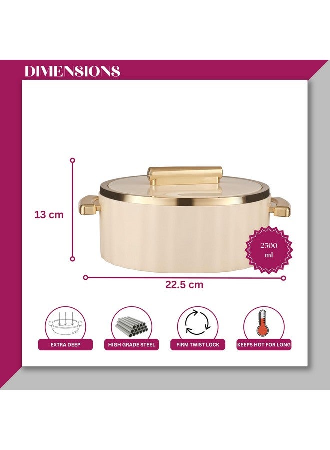 Trueware Trueware Sterling Inner Steel Casserole 2500 ml | PU Insulated | BPA Free | Odour Proof | Food Grade| Ideal for Chapatti | Roti | Curd Maker | Thermoware | Hot Pot (Off White)  - Image 3