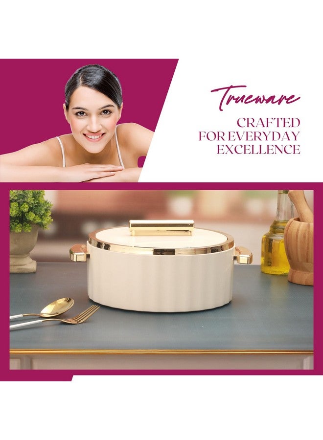 Trueware Trueware Sterling Inner Steel Casserole 2500 ml | PU Insulated | BPA Free | Odour Proof | Food Grade| Ideal for Chapatti | Roti | Curd Maker | Thermoware | Hot Pot (Off White)  - Image 2