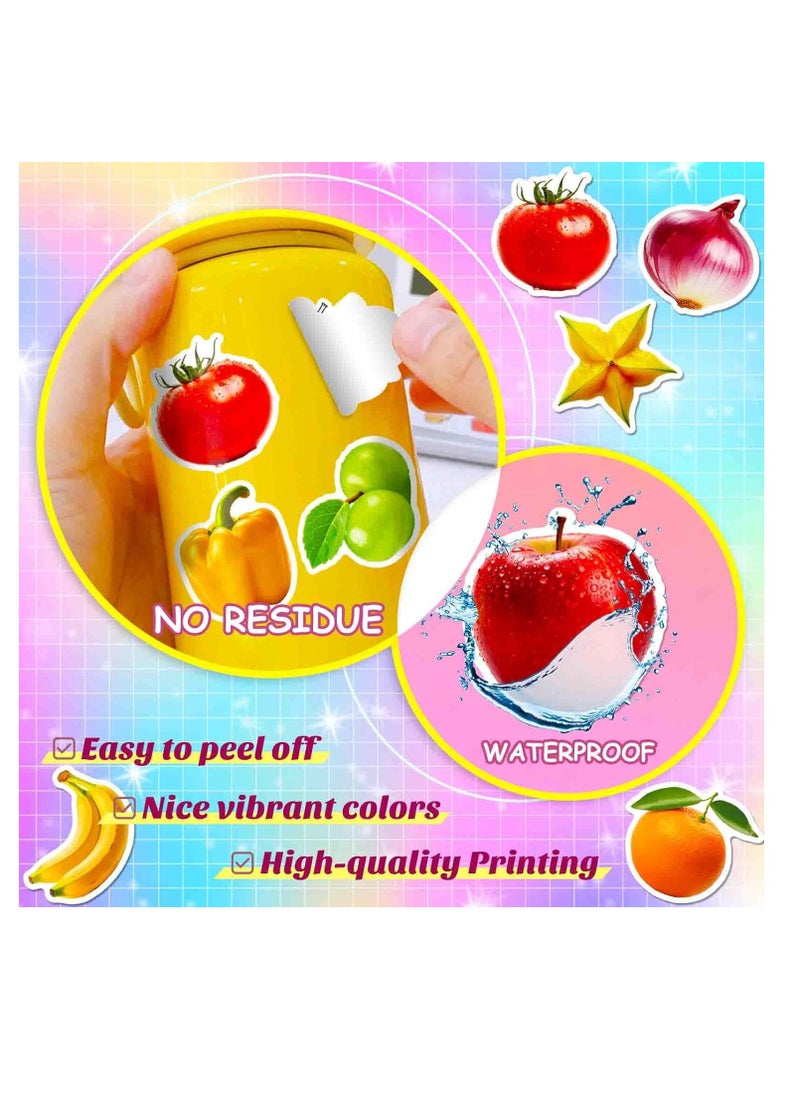 Meetion - Fruit and Vegetable Stickers 50Pcs - Cute Vinyl Waterproof Stickers for Water Bottle, Laptop, Scrapbook - Kids Classroom Party Supplies - Image 1