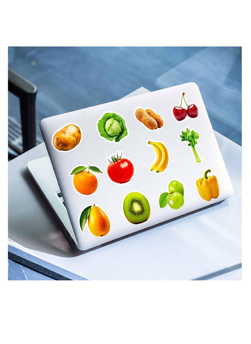 Meetion - Fruit and Vegetable Stickers 50Pcs - Cute Vinyl Waterproof Stickers for Water Bottle, Laptop, Scrapbook - Kids Classroom Party Supplies - Image 1