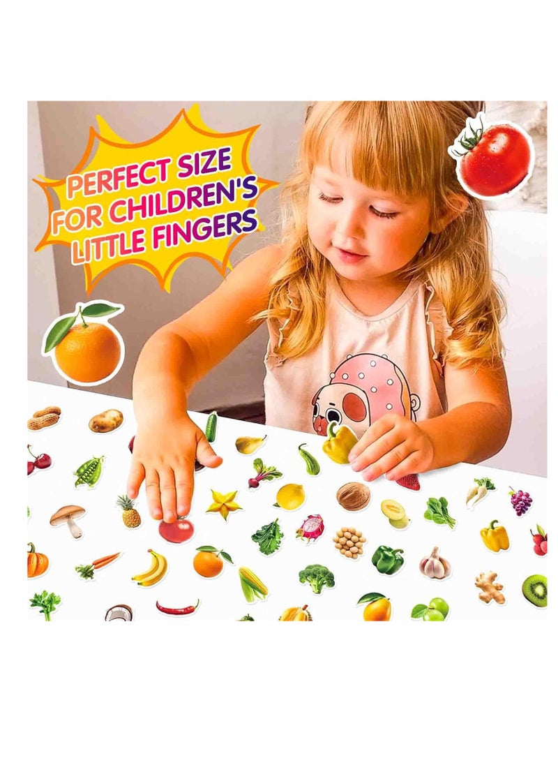 Meetion - Fruit and Vegetable Stickers 50Pcs - Cute Vinyl Waterproof Stickers for Water Bottle, Laptop, Scrapbook - Kids Classroom Party Supplies - Image 1