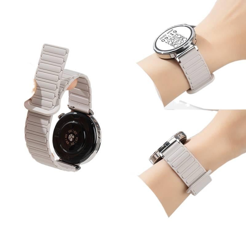 سوار ساعة ذكية رياضي من السيليكون متوافق مع Samsung Galaxy Watch 8 Classic بملاءمة قابلة للتعديل وحزام ناعم للاستبدال اليومي باللون Starlight قابل للتعديل - NADI - Image 5