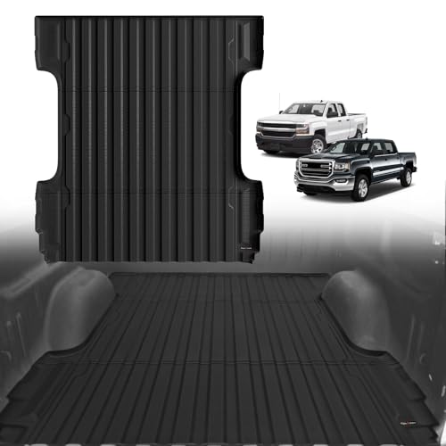 TripleAliners Truck Bed Mat Compatible with 20072018 Chevy SilveradoGMC Sierra 1500 Accessories 58FT Vehicle Bed Perfectly Flush All Weather Protection TPE HeavyDuty Pickup Car Cargo Mat