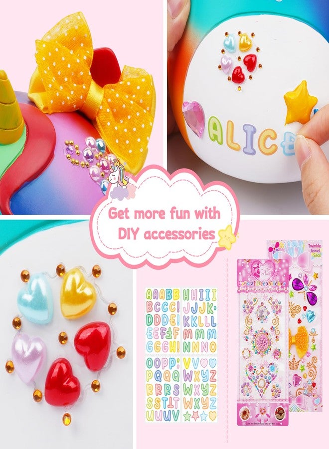 FVNPIHAM Unicorn Piggy Bank for Kids, Piggy Bank Girls with Stickers and Gift Box Unbreakable Resin Coin Money Bank Cute Rainbow Design, Birthday Gifts for Kids Toddlers, 6.5Inch - Image 3