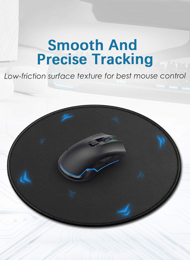 Case Up وسادة ماوس دائرية 7.8 بوصة مع حواف مخيطة مضادة للتآكل قاعدة مطاطية غير قابلة للانزلاق وسادة ماوس قابلة للغسل للكمبيوتر المحمول والمكتب والمنزل، سوداء (1 عبوة) - Image 2