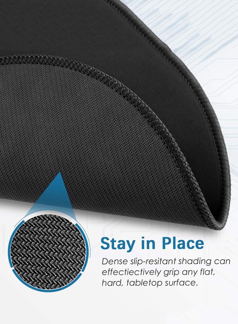 Case Up وسادة ماوس دائرية 7.8 بوصة مع حواف مخيطة مضادة للتآكل قاعدة مطاطية غير قابلة للانزلاق وسادة ماوس قابلة للغسل للكمبيوتر المحمول والمكتب والمنزل، سوداء (1 عبوة) - Image 3