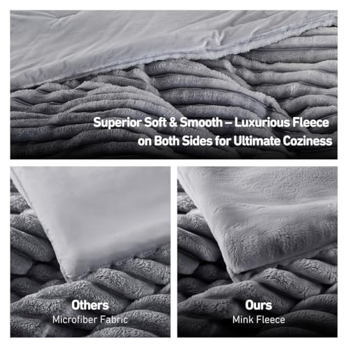 Regency Heights Cuddly Ribbed Fluffy Comforter Set Queen Size, Super Soft Plush Fleece Bedding Set, Warm Fuzzy Comforter with Matching Shams, All-Season Cozy 3-Piece Bed Set, Grey Ombre - Image 5