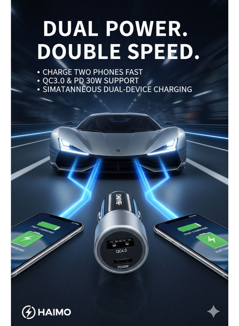Haimo 52.5W 2 in 1 Fast car charger with a cable free, can charger 2 mobile fasft at same time - Image 4
