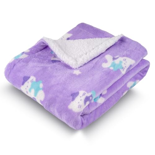 Mee Mee Soft Single Layer Lightweight Flannel Baby Blanket with Cat Printed - Comfort and Warmth for Newborns (75 cm x 100 cm) 0-12 Months (Purple) - Image 1