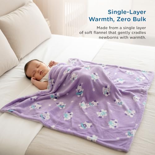 Mee Mee Soft Single Layer Lightweight Flannel Baby Blanket with Cat Printed - Comfort and Warmth for Newborns (75 cm x 100 cm) 0-12 Months (Purple) - Image 2