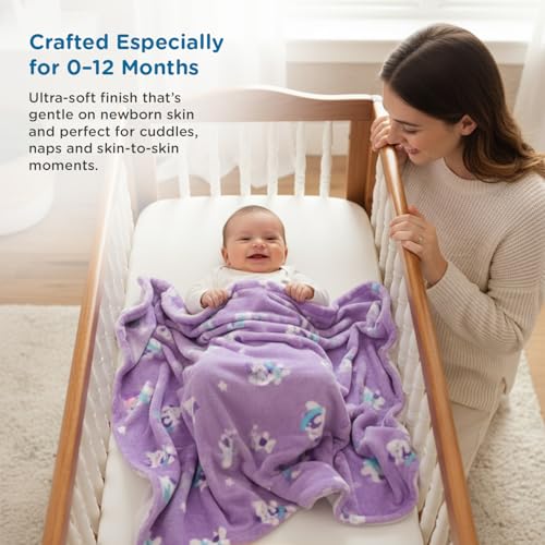 Mee Mee Soft Single Layer Lightweight Flannel Baby Blanket with Cat Printed - Comfort and Warmth for Newborns (75 cm x 100 cm) 0-12 Months (Purple) - Image 3