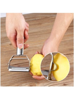Arabest Peeler Stainless Steel, Double Sided Blade Multi-functional Cutter Slicer for Kitchen, with Cleaning Brush, for Carrot Potato Melon Gadget Vegetable Fruit  - Image 4