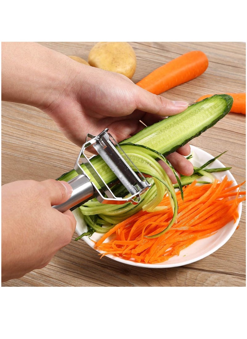 Arabest Peeler Stainless Steel, Double Sided Blade Multi-functional Cutter Slicer for Kitchen, with Cleaning Brush, for Carrot Potato Melon Gadget Vegetable Fruit  - Image 5