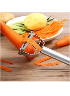 Arabest Peeler Stainless Steel, Double Sided Blade Multi-functional Cutter Slicer for Kitchen, with Cleaning Brush, for Carrot Potato Melon Gadget Vegetable Fruit  - Image 3