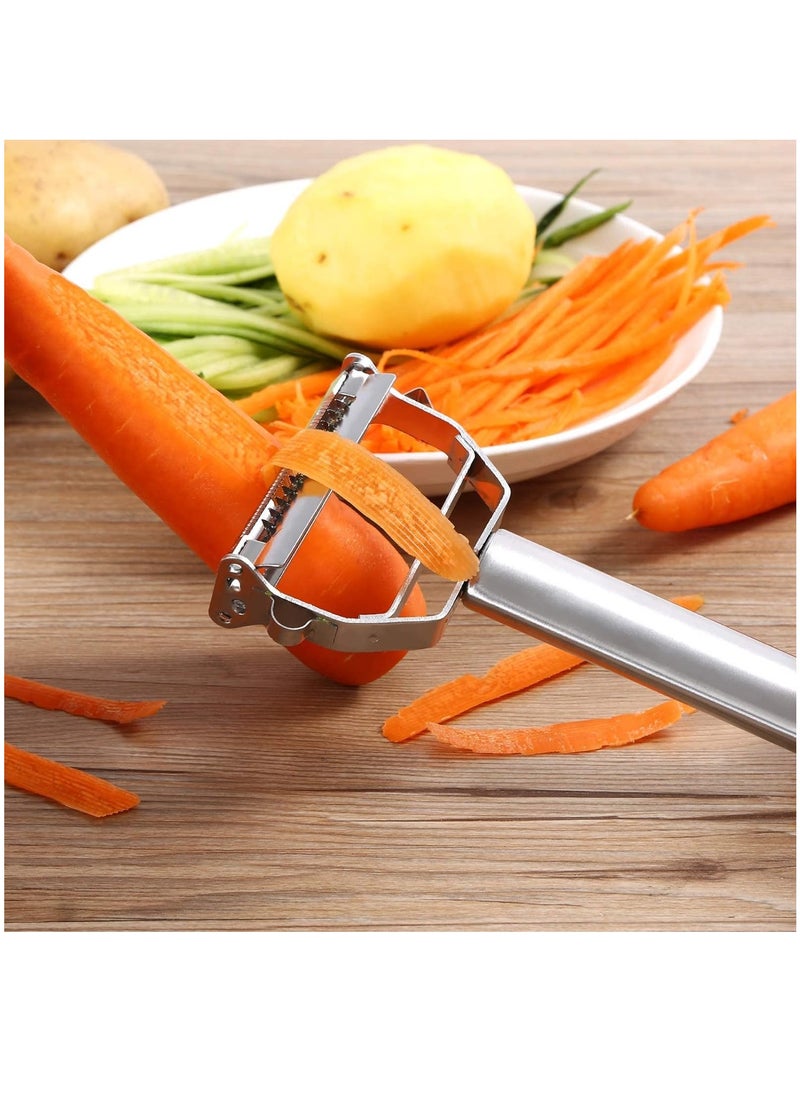 Arabest Peeler Stainless Steel, Double Sided Blade Multi-functional Cutter Slicer for Kitchen, with Cleaning Brush, for Carrot Potato Melon Gadget Vegetable Fruit  - Image 3