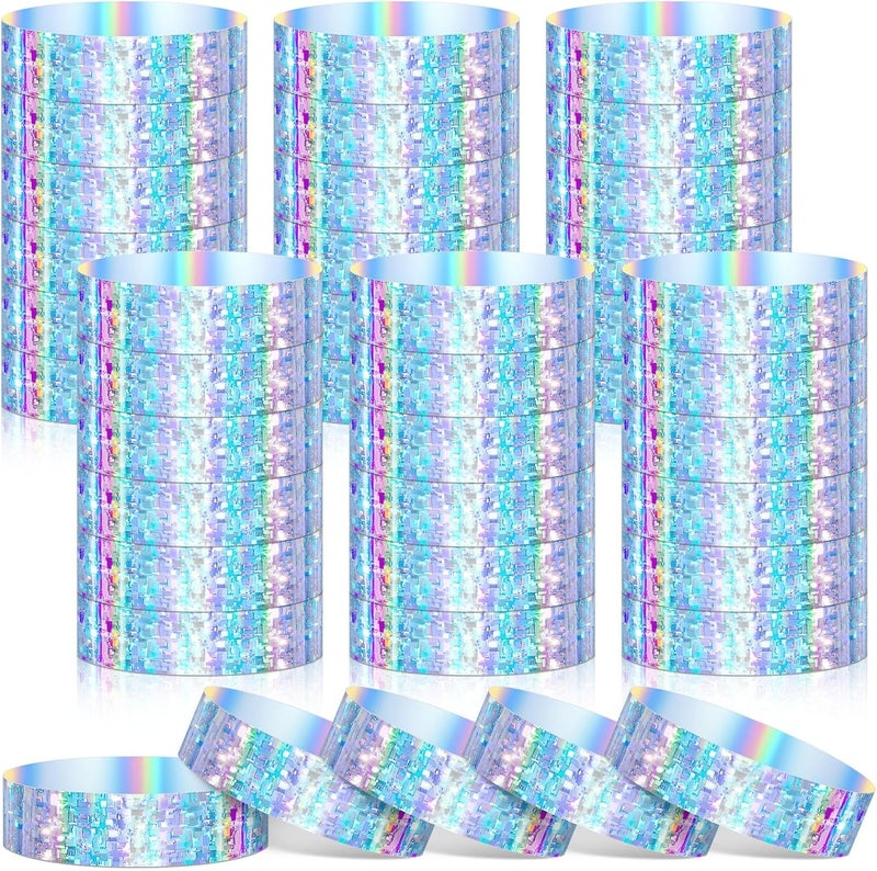 Glenmal أساور الحفلات البلاستيكية الهولوجرافية من جلينمال 500 قطعة مقاومة للماء للأحداث أساور نيون أساور للذراعين لحدائق المياه والحفلات والمهرجانات والمؤتمرات - Image 1