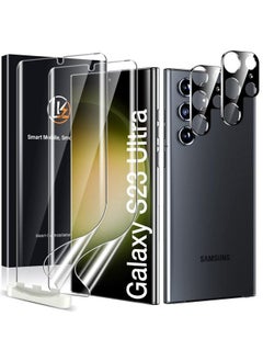 [2+2 Pack Compatible For Samsung Galaxy S23 Ultra Screen Protector 2 Pack Soft Tpu Film With 2 Pack Camera Lens Protector [Touch Sensitive] 3D Curved Max Coverage Screen Protector For S23 Ultra