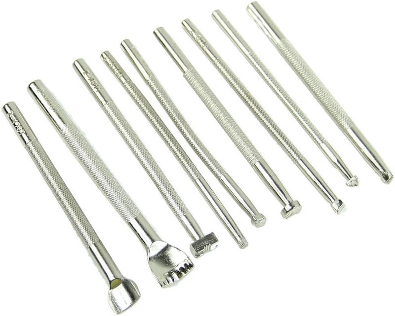 klarako Leather Working Saddle Making Tools Craft Tool Leather Craft Stamp Kits (9 Pcs) - Image 1