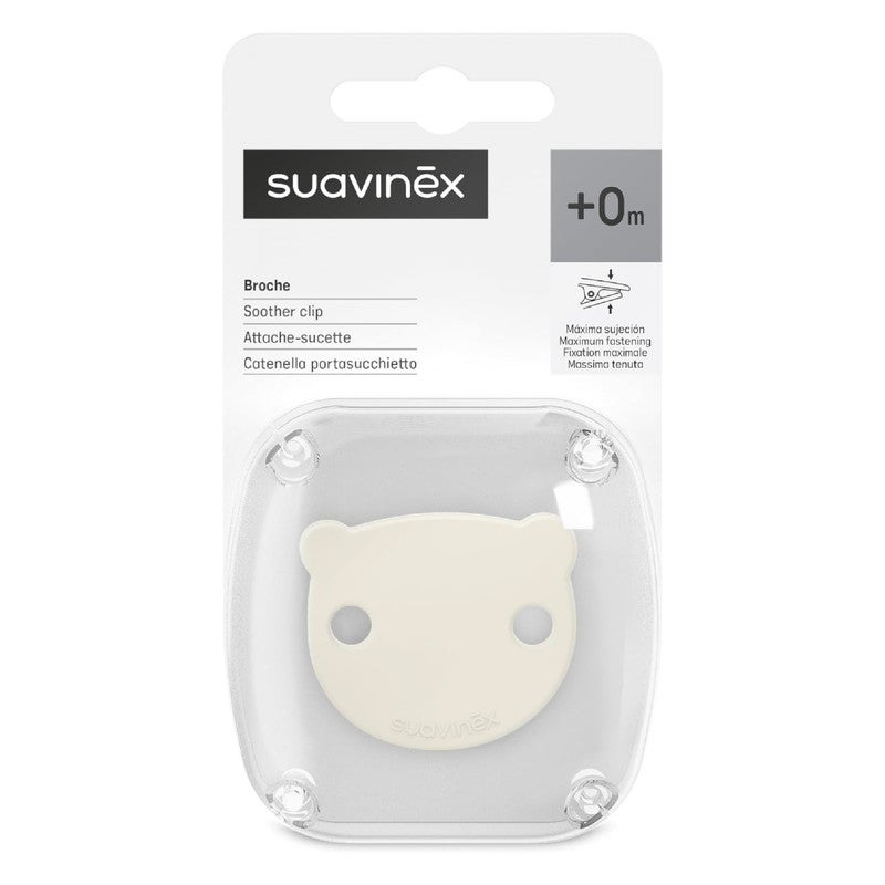 Suavinex, Pacifier Clip, Cadena Chupete Bebé, Sujeta - Clip con Pinza, Placa con Forma de Osito. Para Bebés +0 Meses, Apto Recién Nacido, Wild&Free Beige - Image 2