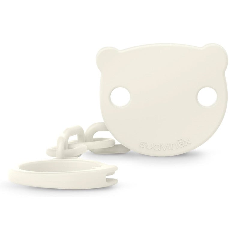 Suavinex, Pacifier Clip, Cadena Chupete Bebé, Sujeta - Clip con Pinza, Placa con Forma de Osito. Para Bebés +0 Meses, Apto Recién Nacido, Wild&Free Beige - Image 1