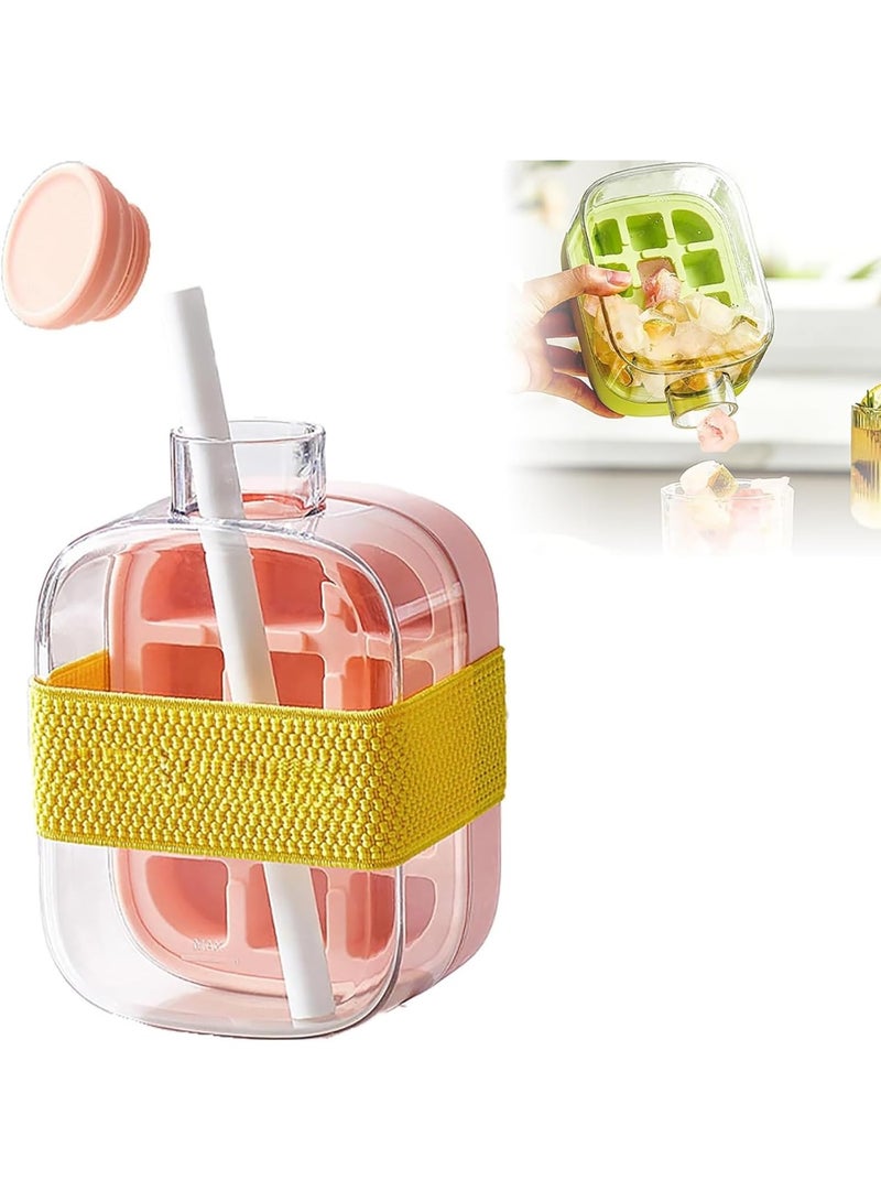 Ice Cube Box, 500ml Silicone Ice Cube Tray Mold Bottle, Easy Release Ice Mould Maker for Food, Cocktail, Soda, Camping, BPA Free, (Multicolor)  - Image 1