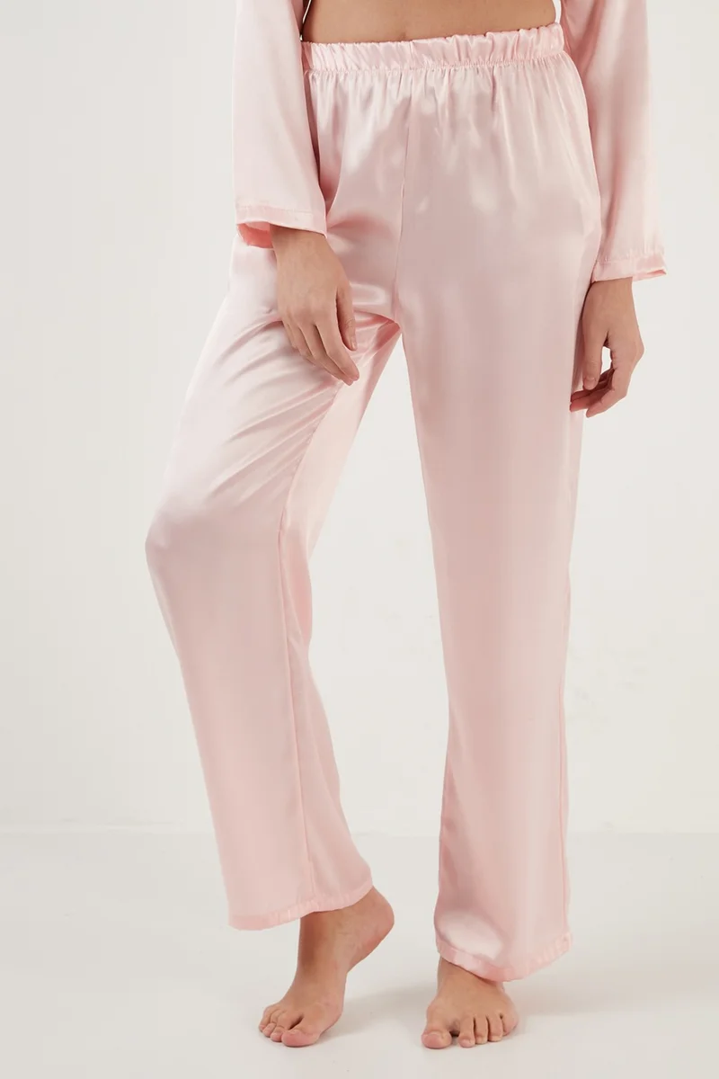 Lela Shirt Collar Relaxed Cut Wide Leg Satin Pajama Set Women's Pajama Set 6110374