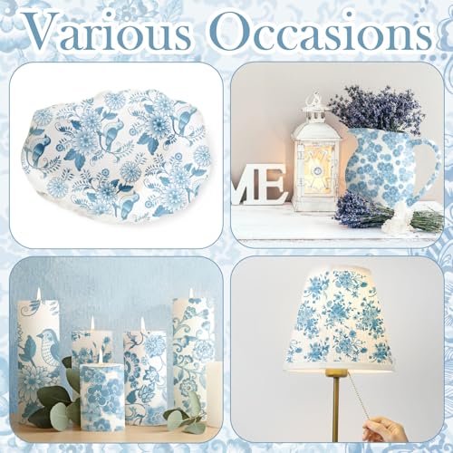 Epakh 36 Pack 6 Styles Light Blue Decoupage Napkins Assorted Floral Chinoiserie Cocktail Napkin Decorative Printed Toile Tissue Paper for Crafting Summer Seashell DIY Coastal Decor, Unfolded 13'' - Image 5