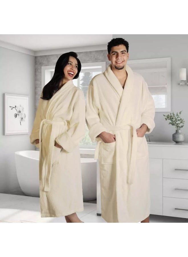 TM Home 8-Piece Luxury Hotel-Grade Cotton Set (2 Bathrobes, 2 Towels 140x70, 2 Towels 50x100, 2 Bath Mats in Grey & Off-White) - Image 3
