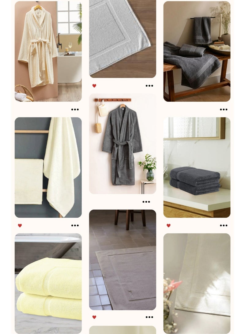 TM Home 8-Piece Luxury Hotel-Grade Cotton Set (2 Bathrobes, 2 Towels 140x70, 2 Towels 50x100, 2 Bath Mats in Grey & Off-White) - Image 1