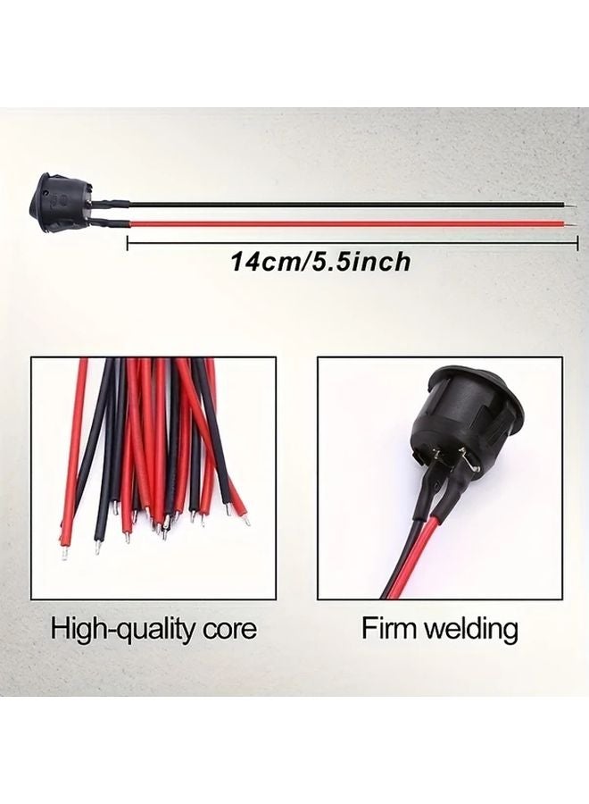 10 قطع من مفاتيح التأرجح الدائرية الصغيرة مقاس 20 مم، نوع SPST، 2 دبوس، تشغيل/إيقاف، 10 أمبير، 12 فولت تيار مستمر، مع أسلاك 187 - Image 3