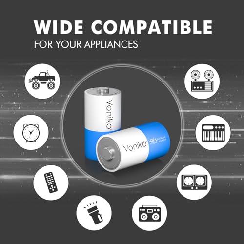 Voniko Ultra Alkaline C Batteries, C Size LR14 Batteries 8 Pack – 10-Year Shelf Life and 6-9 Times The Power as Carbon Batteries, C Cell 1.5 Volt Battery - Image 4