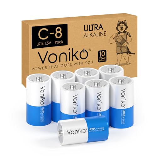 Voniko Ultra Alkaline C Batteries, C Size LR14 Batteries 8 Pack – 10-Year Shelf Life and 6-9 Times The Power as Carbon Batteries, C Cell 1.5 Volt Battery - Image 1