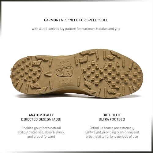 GARMONT TACTICAL T8 NFS 670 Military Combat Boots for Men and Women, Army, Air Force, AR670-1 Compliant Footwear, Lightweight, Suede Leather, Coyote, Size 10.5 - Image 3