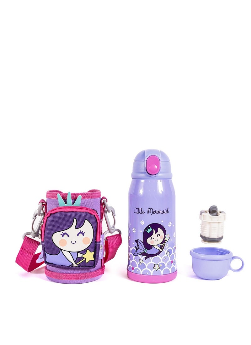 Milk & Moo Milk&Moo Steel Kids Water Bottle with Bag 550ML Mermaid  - Image 2