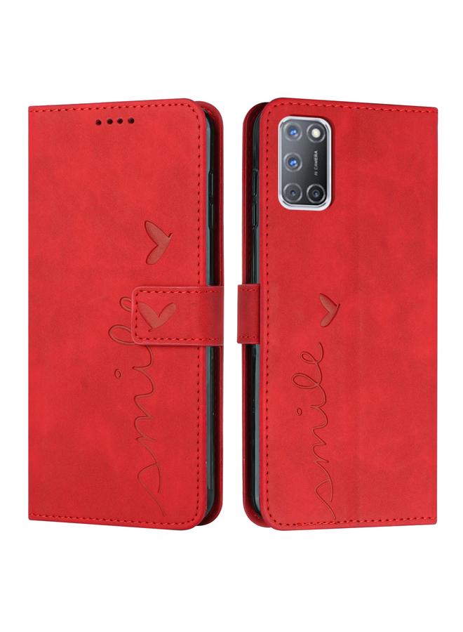S-TOP Case For OPPO A52/A72/A92 Skin Feel Heart Pattern Leather Phone Case - Image 1