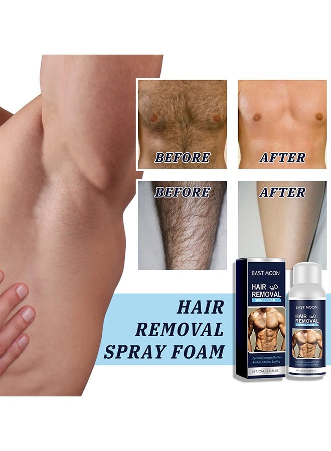 East Moon Hair Removal Spray Foam - Specially Formulated For Men, Painless Hair Removal Spray Armpit Gentle Hair Remover Refreshing Quick Hair Removal Spray, Safe Hair Depilatory For Male Underarm, Chest, Back, Legs - Image 5