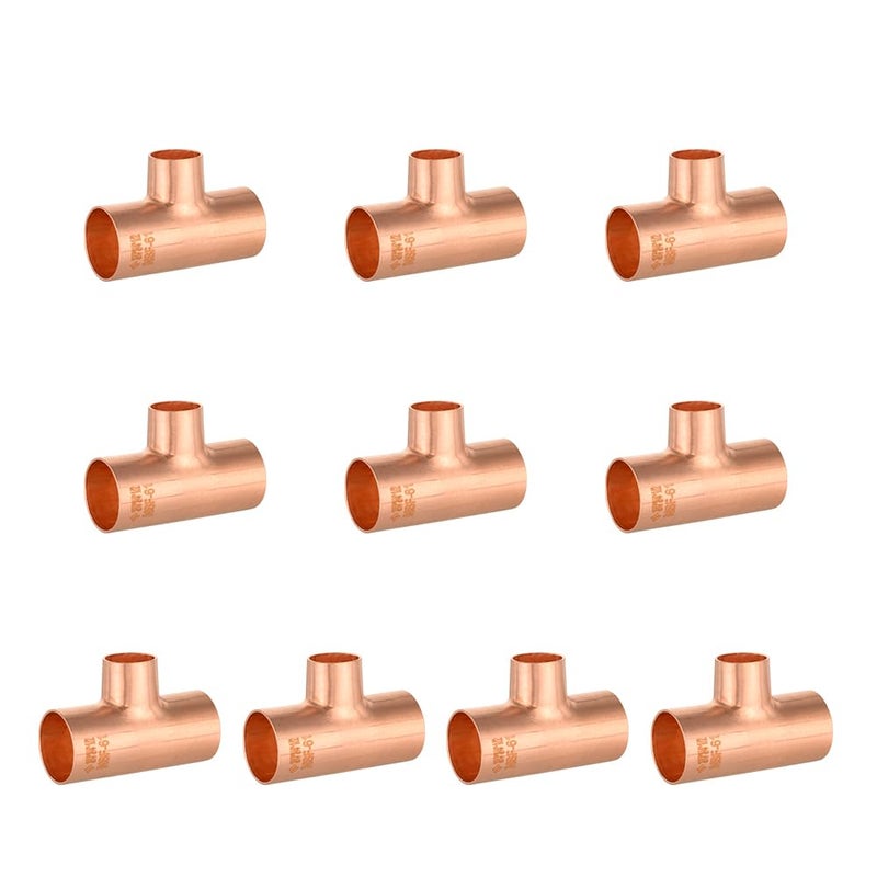 EFIELD 10Pack EFIELD 34 X 34 X12 C X CX C Copper Reducing Tee LF Copper Plumbing Fittings with Sweat Solder Connection 34x34x12COPPER012 - Image 2