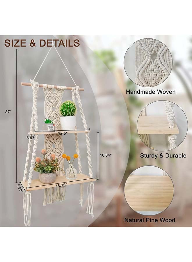 انتيكيانو رف مكرمية معلق على الحائط، ديكور الفاخر المنسوج يدويًا 93x40 - Image 2