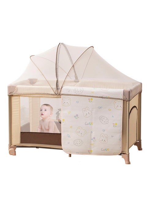 Multifunctional Baby Bed, Foldable And Portable Baby Bassinet Cot, Movable Baby Playpen With Mattress And Mosquito Net