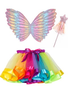 Home Smart Wings Butterfly Costume with Fairy Wand for Girls Performance Skort Sparkle Princess for Special Event