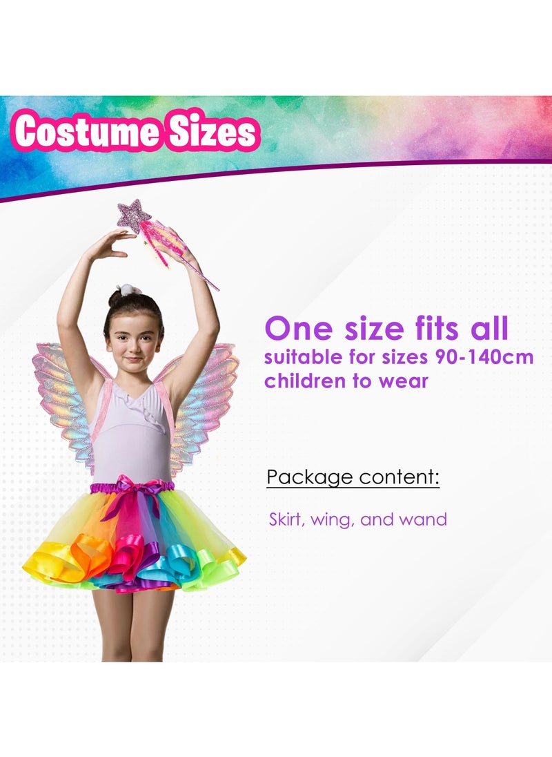 Home Smart - Home Smart Wings Butterfly Costume with Fairy Wand for Girls Performance Skort Sparkle Princess for Special Event - Image 1