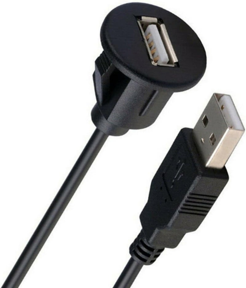 Flush Mount Extension Cable 100cm Car Dashboard Panel Mount Charging Cord Data Transfer Wire USB2.0 Male to Female Cable Laptop USB Accessory - Image 2