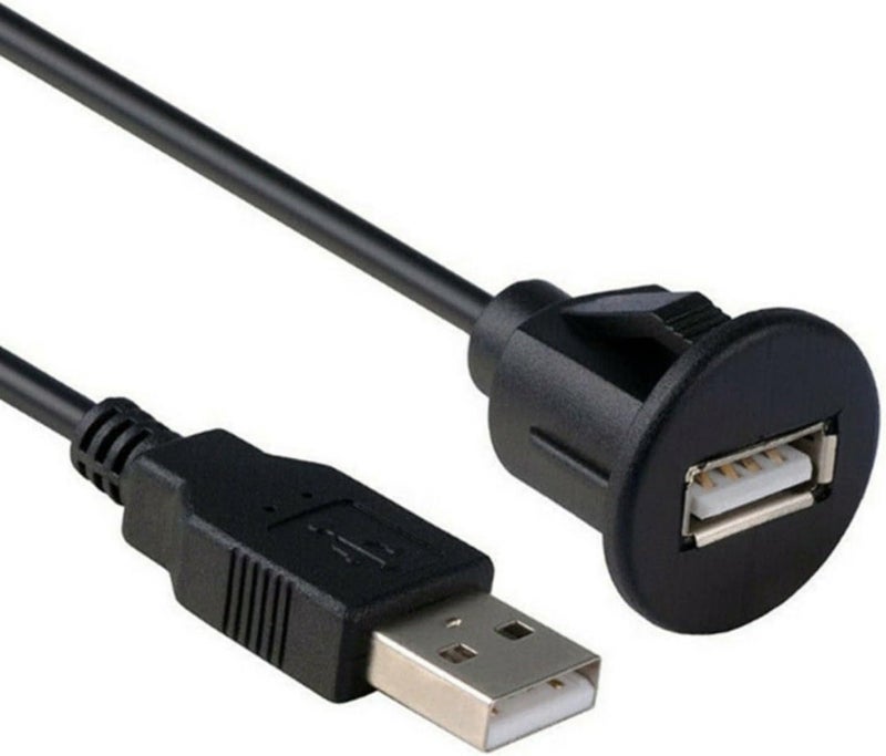 Flush Mount Extension Cable 100cm Car Dashboard Panel Mount Charging Cord Data Transfer Wire USB2.0 Male to Female Cable Laptop USB Accessory - Image 1