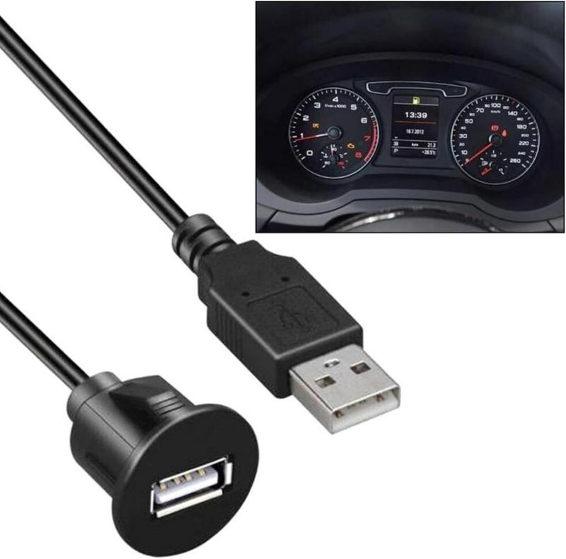 Flush Mount Extension Cable 100cm Car Dashboard Panel Mount Charging Cord Data Transfer Wire USB2.0 Male to Female Cable Laptop USB Accessory - Image 4
