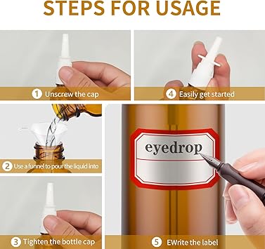 CANIPHA 3 Pcs Nasal Spray BottleEmpty 30ML1oz Amber Glass Nasal Sprayer Refillable Nose Sinus Small Spray Bottle With Labels Funnels Press Spray HeadTravel Reusable Saline Perfume Fine Mist Atomizers - Image 5